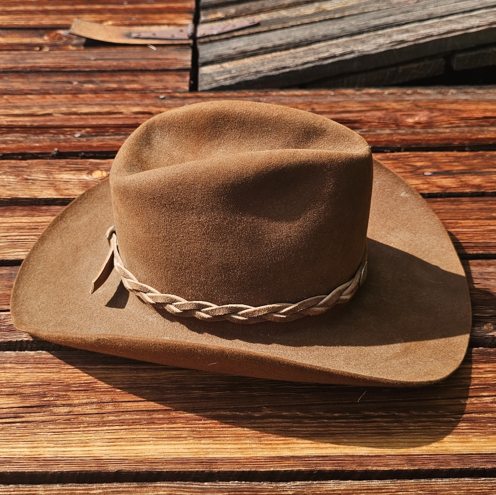 Stetson Tan Cowboy Hat with Leather Trim